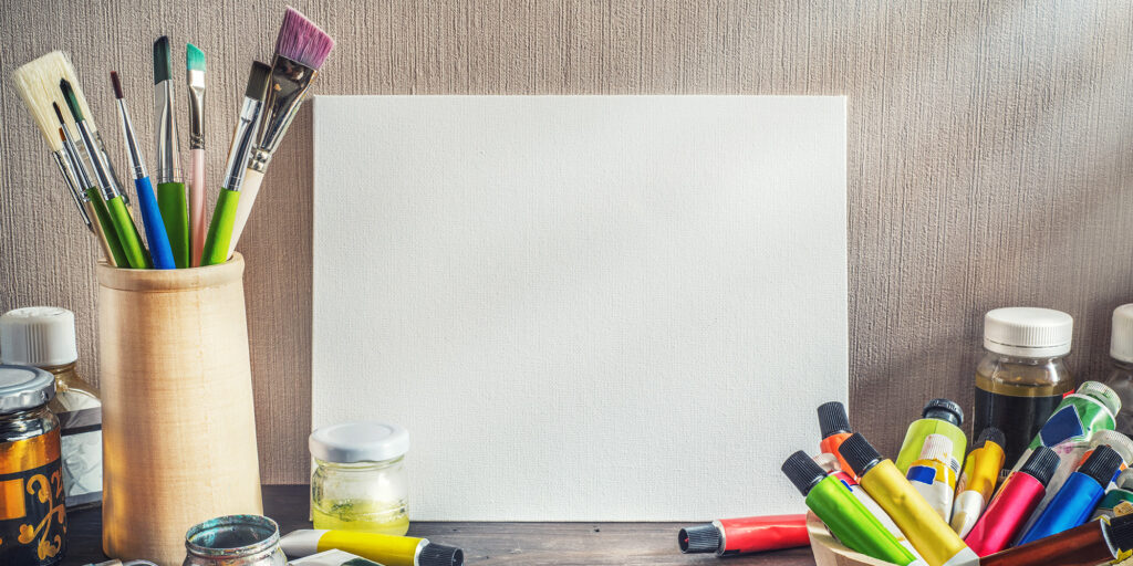 Image of art supplies in a studio