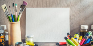 Image of art supplies in a studio
